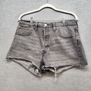 Levi's 501 Womens‎ Shorts 30 Gray High Rise Distressed Button Fly